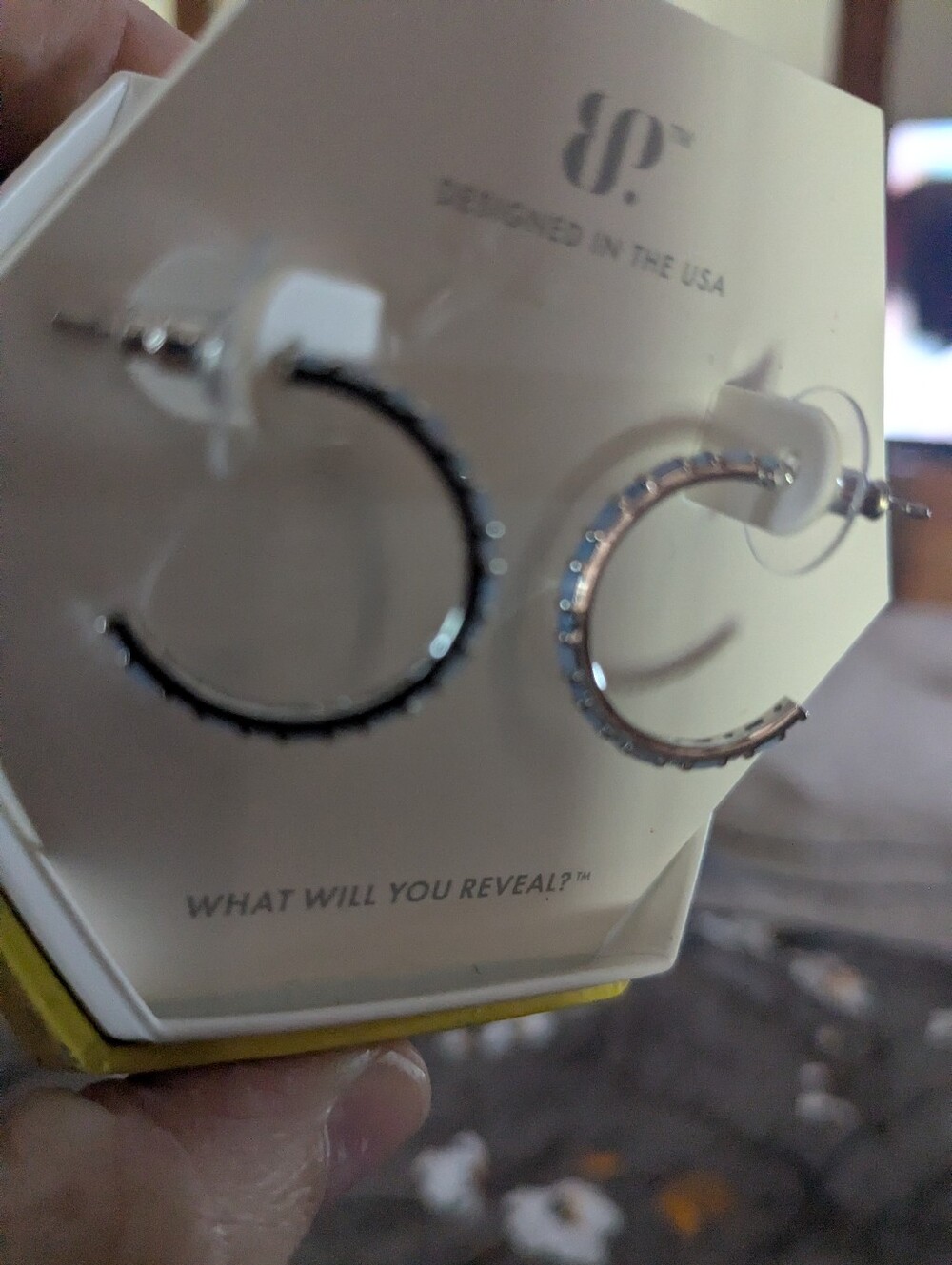 Two-Tone Hoop Earrings with Black and Silver Accents
